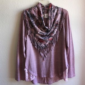Unity World Wear Long Sleeve Pink Top w/scarf neck